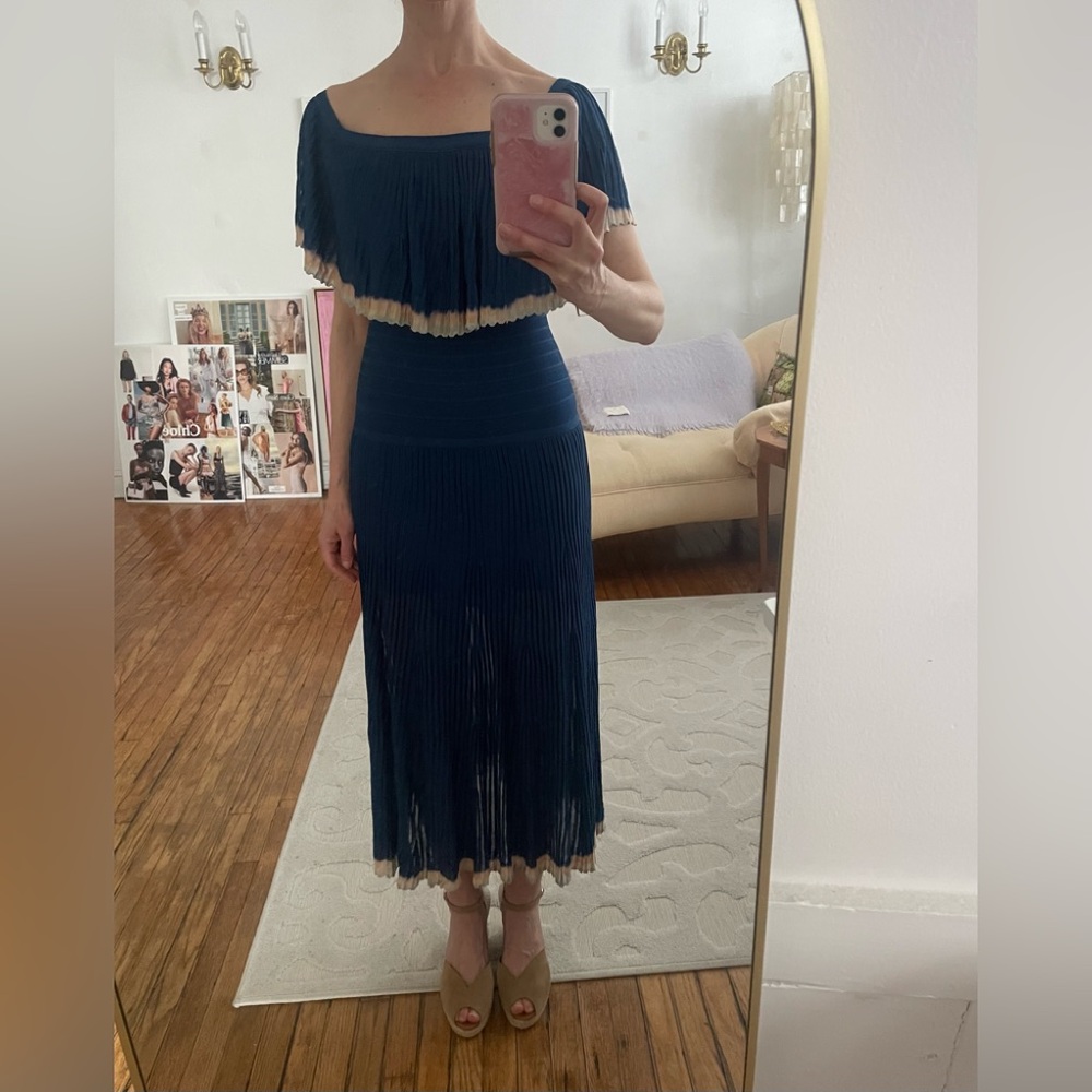 Herve Leger off-the-shoulder blue “Malli” tie-dye dress (XXS) Brand New - Picture 7 of 17